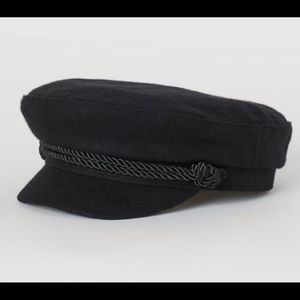 H&M black captain hat womens Sz L